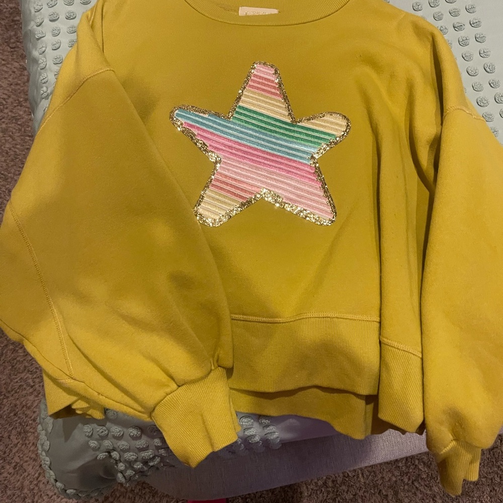 Yellow Star Embellished Women's Sweater